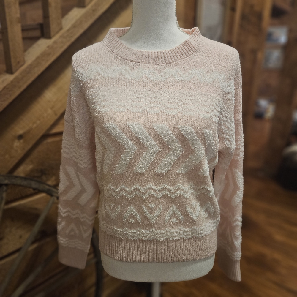 Love Knits Nyc Elegant Knit Sweater in Pink and White
